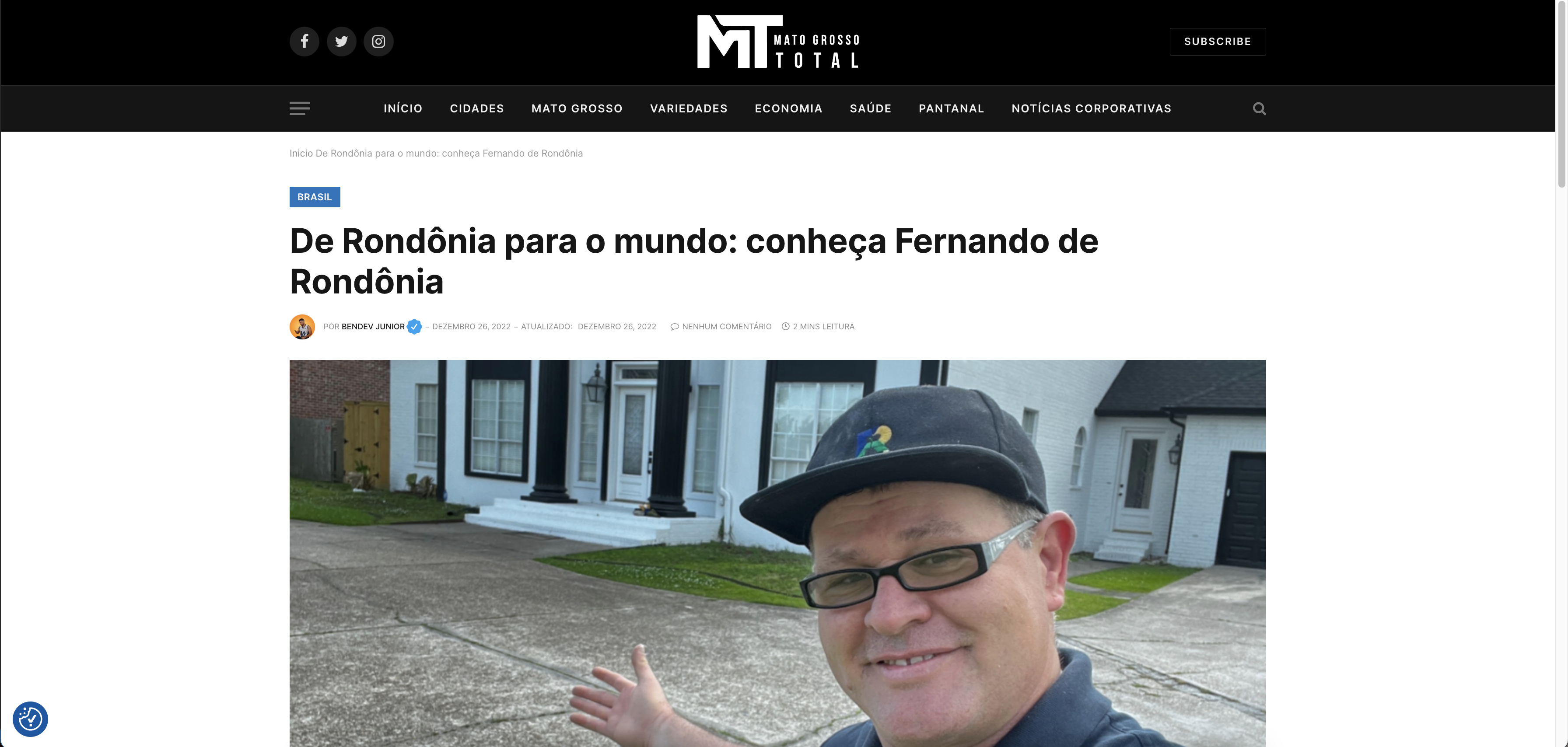 print de jornal onde saiu fernando de Rondônia